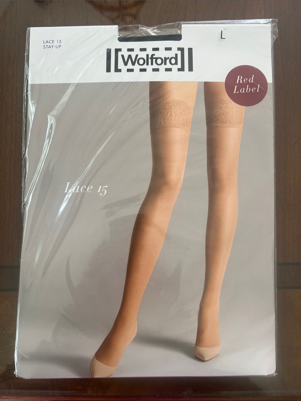 Wolford Lace 15 Stay-Up Stockings in Black- Red Label